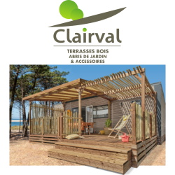 Clairval fabrique la terrasse bois pour mobil home, le volet isolant pour camping-car et l'auvent pour caravane